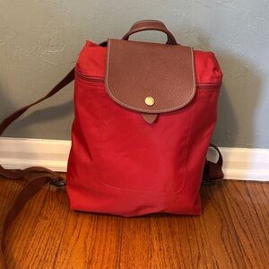 Longchamp Red and Brown Backpack